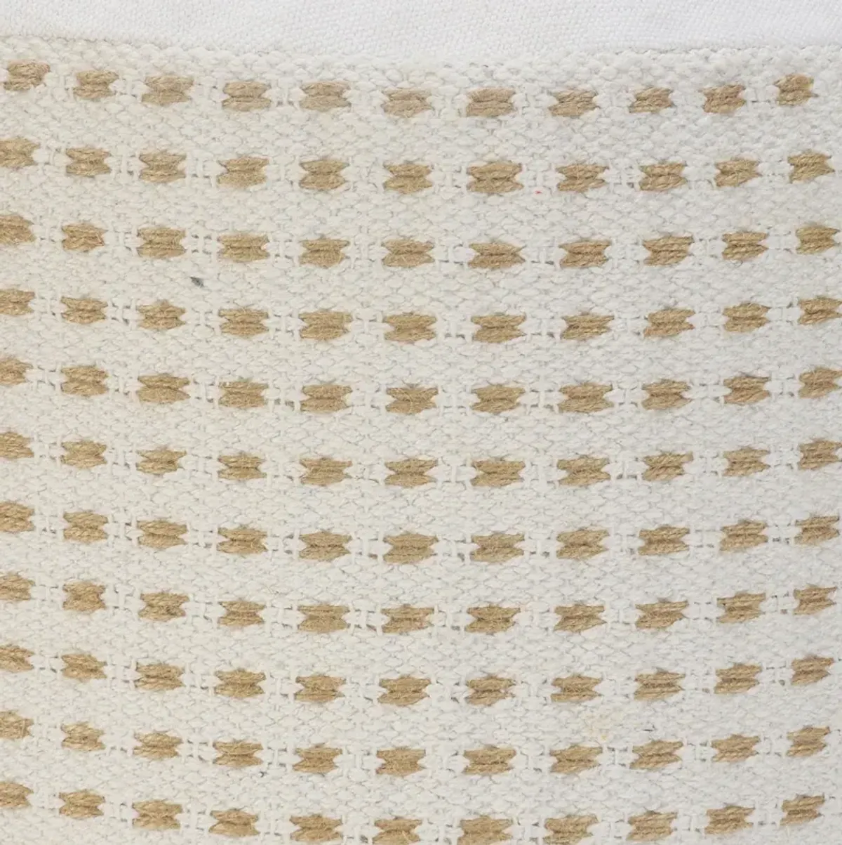 Jute Round Geometric Pouf Ottoman - White