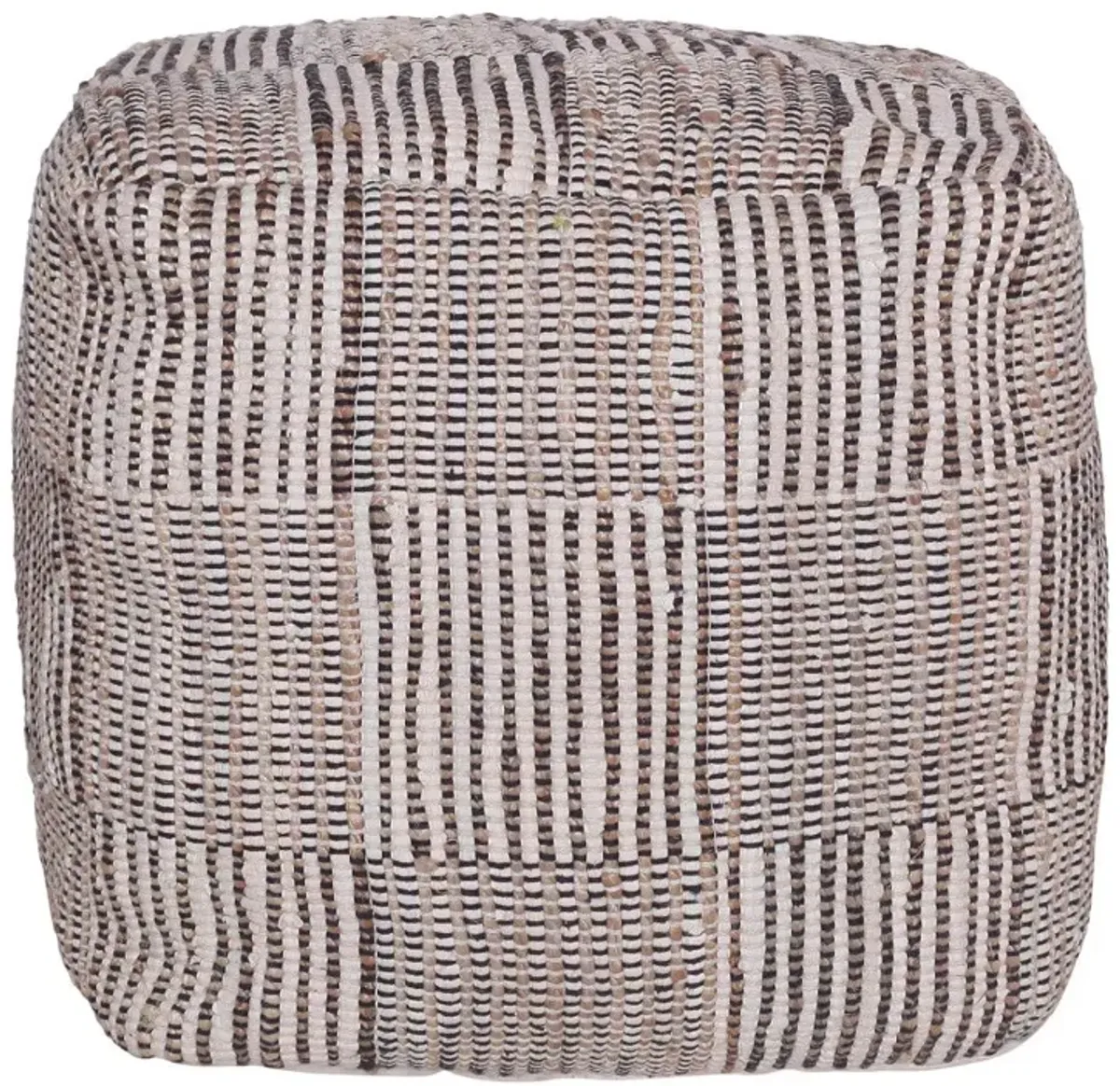 Cotton Cube Geometric Pouf Ottoman - Brown