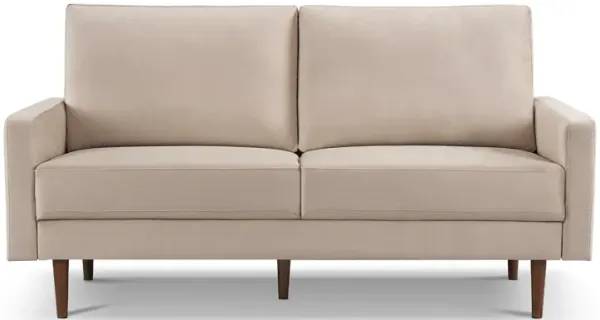 Sofa Velvet With Dark Brown Legs - Beige