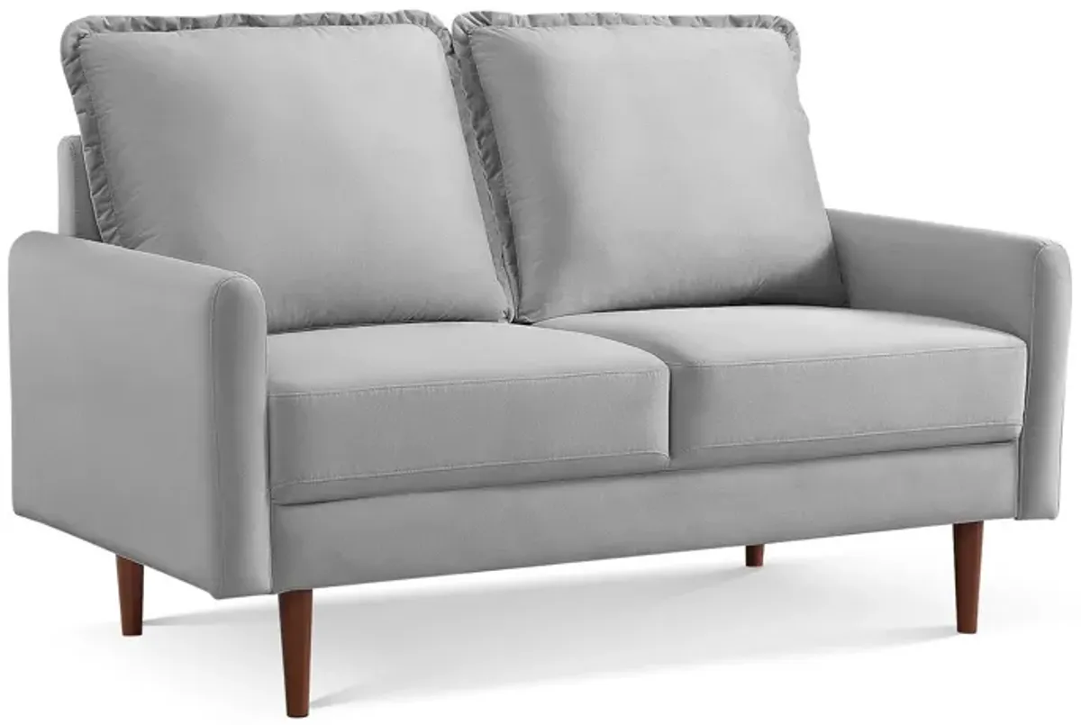 Loveseat Velvet - Gray / Dark Brown