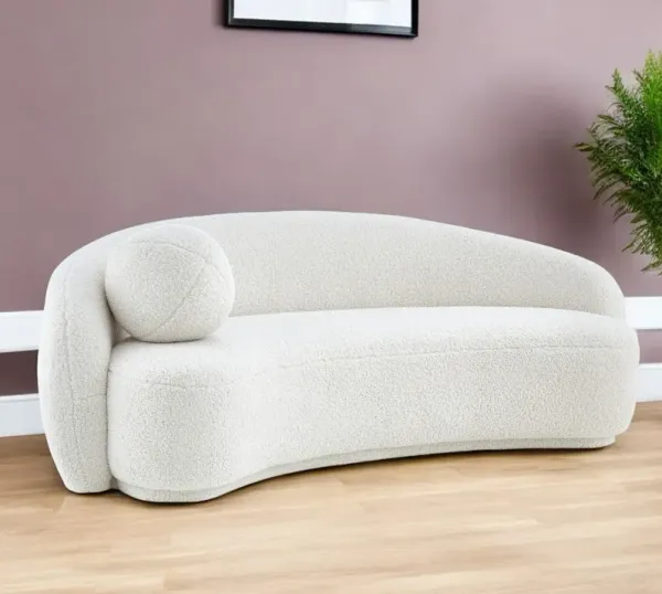 Sherpa Curved Sofa And Toss Pillow With Legs - Cream