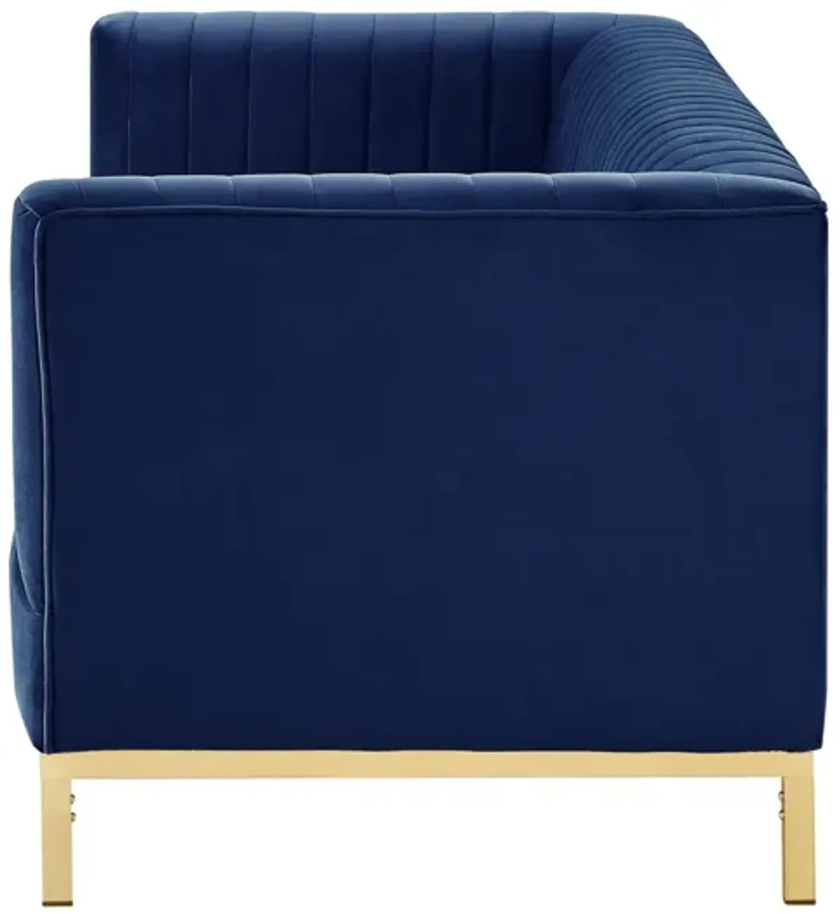 Velvet Sofa With Gold Legs - Navy Blue