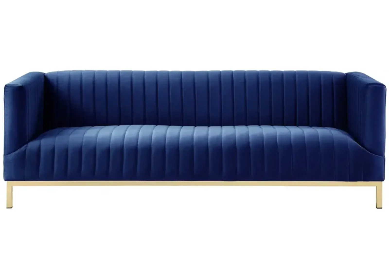 Velvet Sofa With Gold Legs - Navy Blue