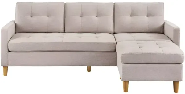 Polyester Blend Sofa With Ottoman With Natural Legs - Beige