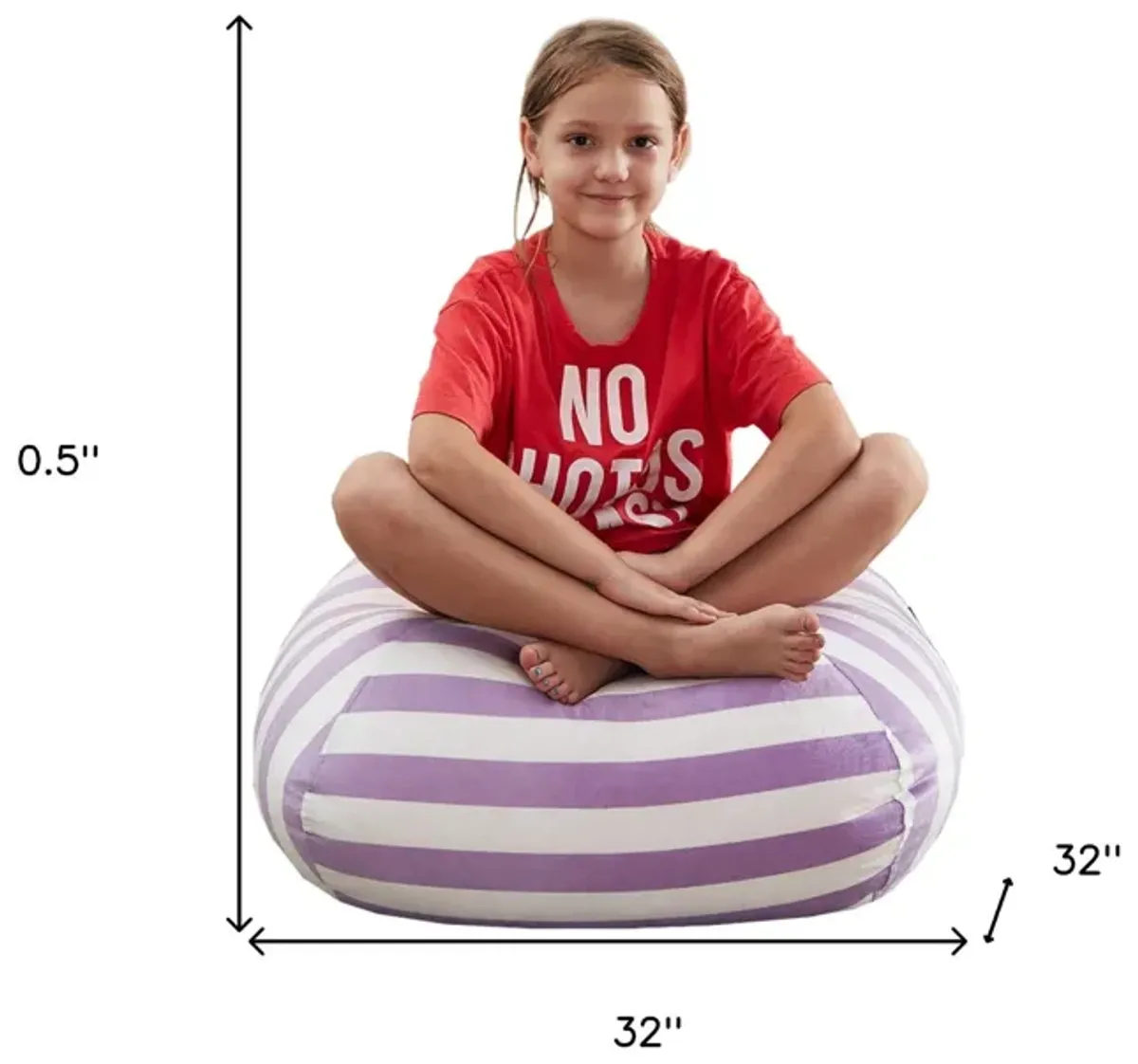 Microfiber Round Striped Pouf Cover - Purple / White