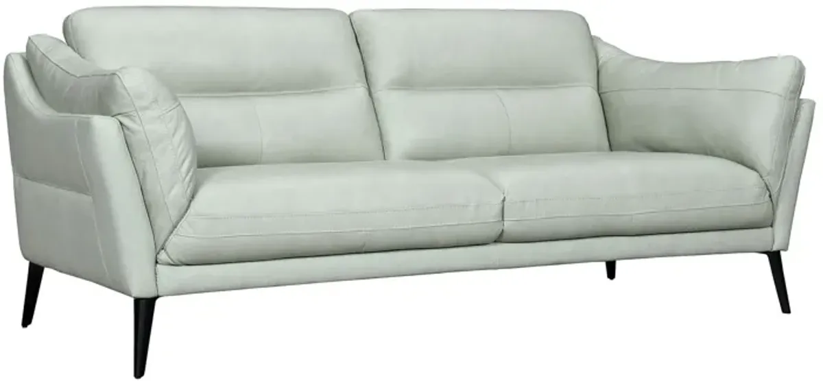 Leather Sofa With Black Legs - Mint Green