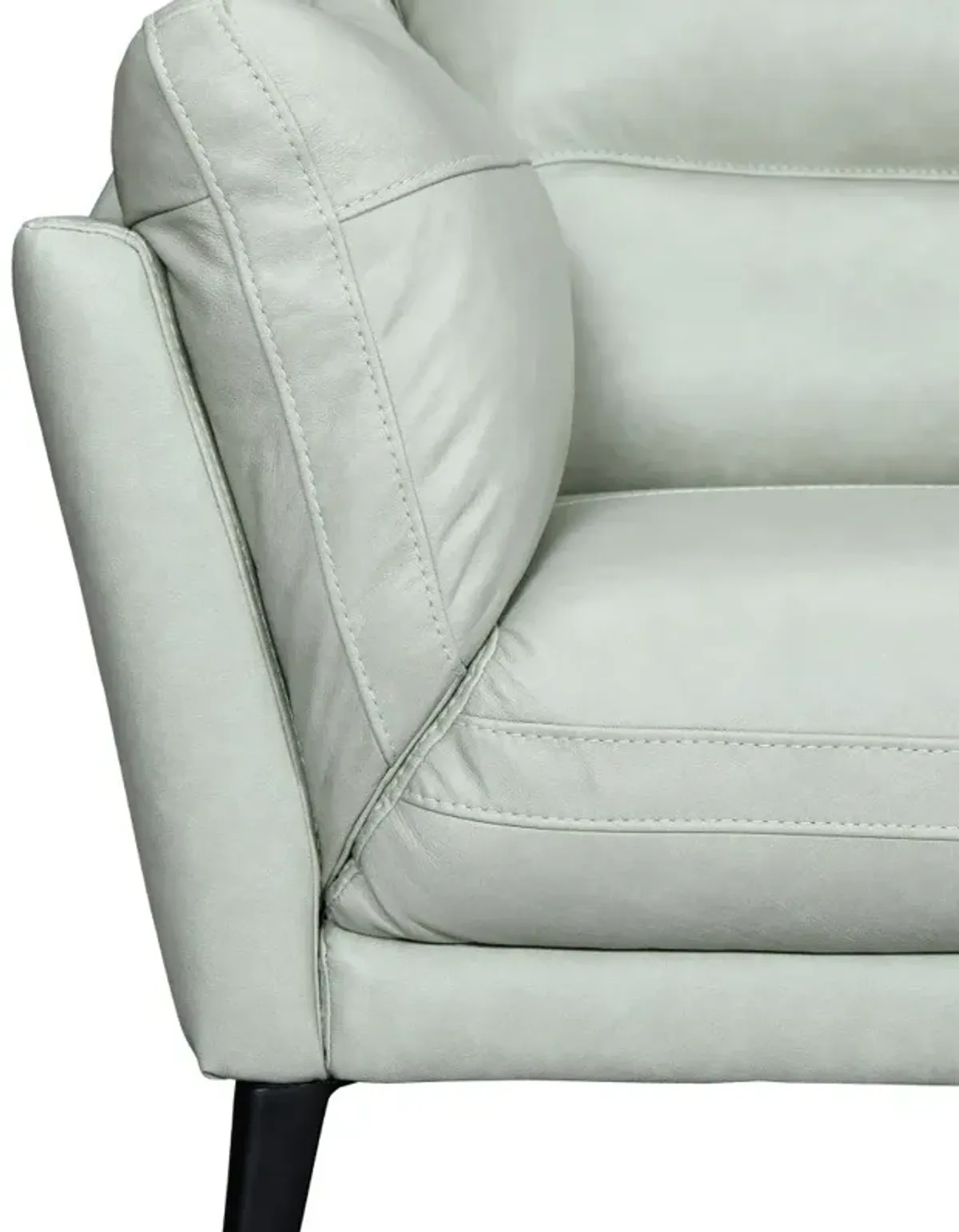 Leather Sofa With Black Legs - Mint Green