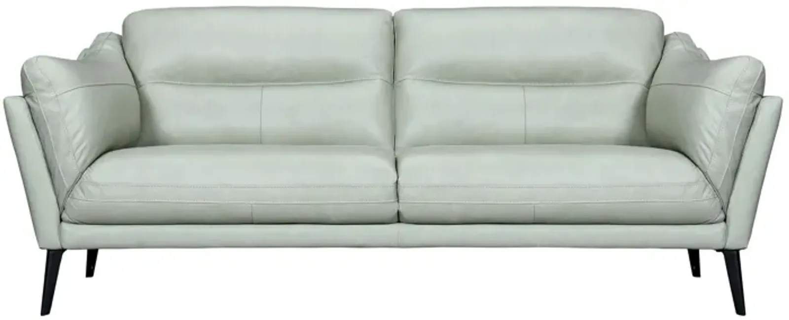 Leather Sofa With Black Legs - Mint Green