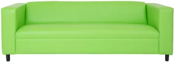 Faux Leather Sofa With Black Legs - Green