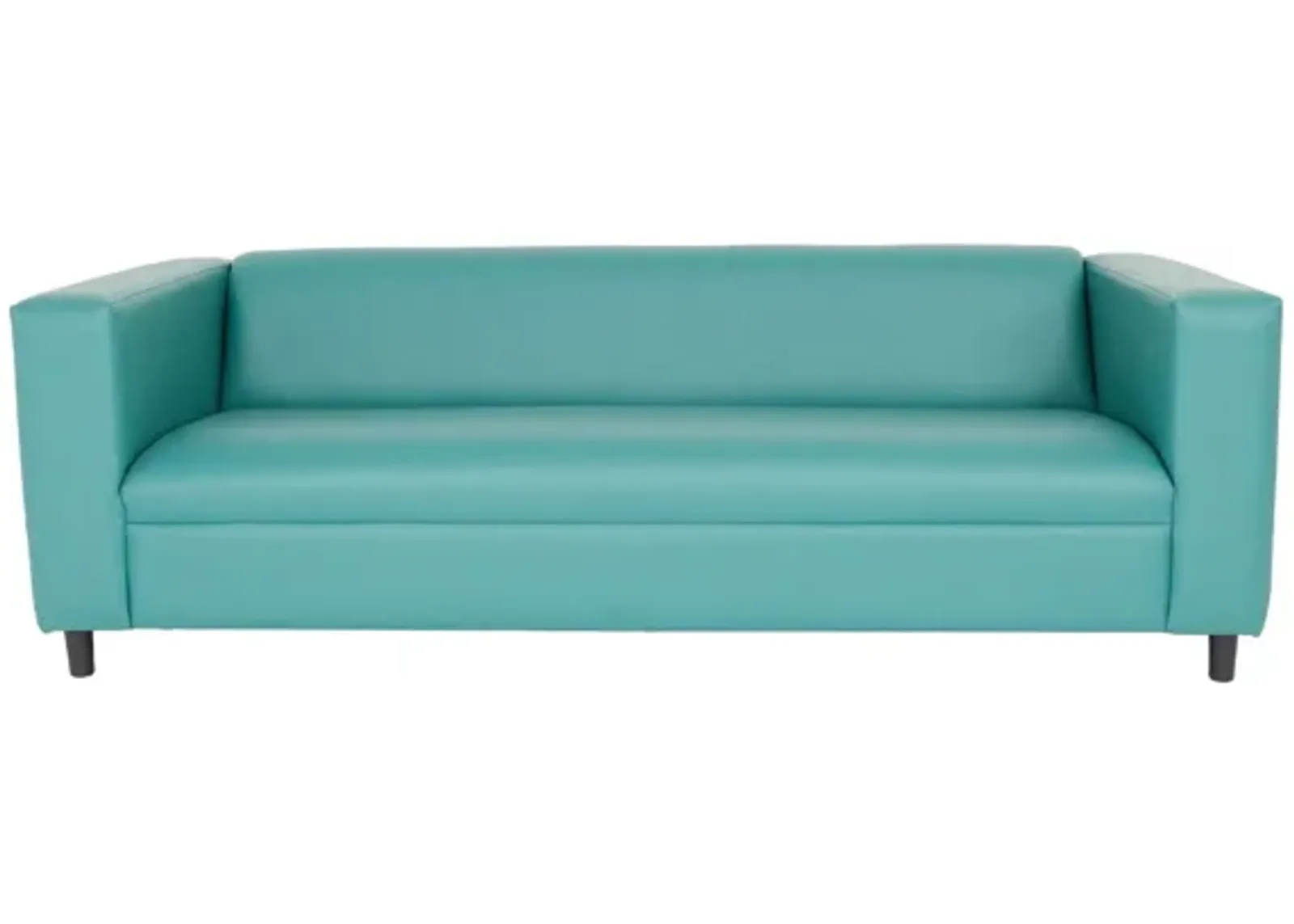 Faux Leather Sofa With Black Legs - Blue