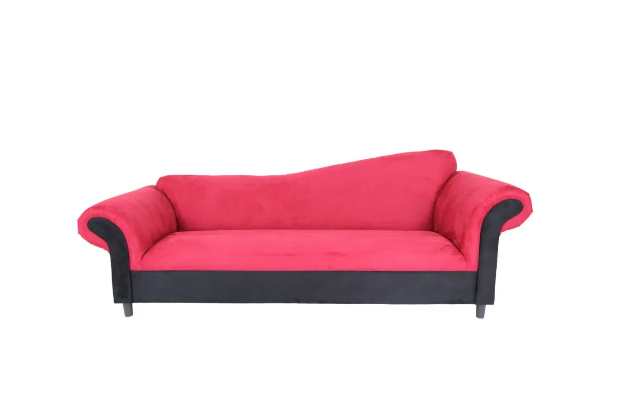 Velvet Settee With Black Legs - Red