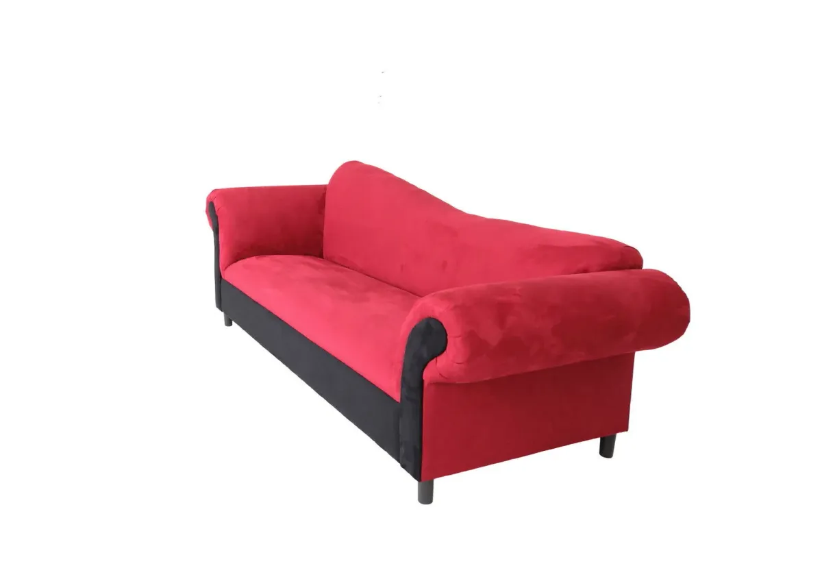 Velvet Settee With Black Legs - Red