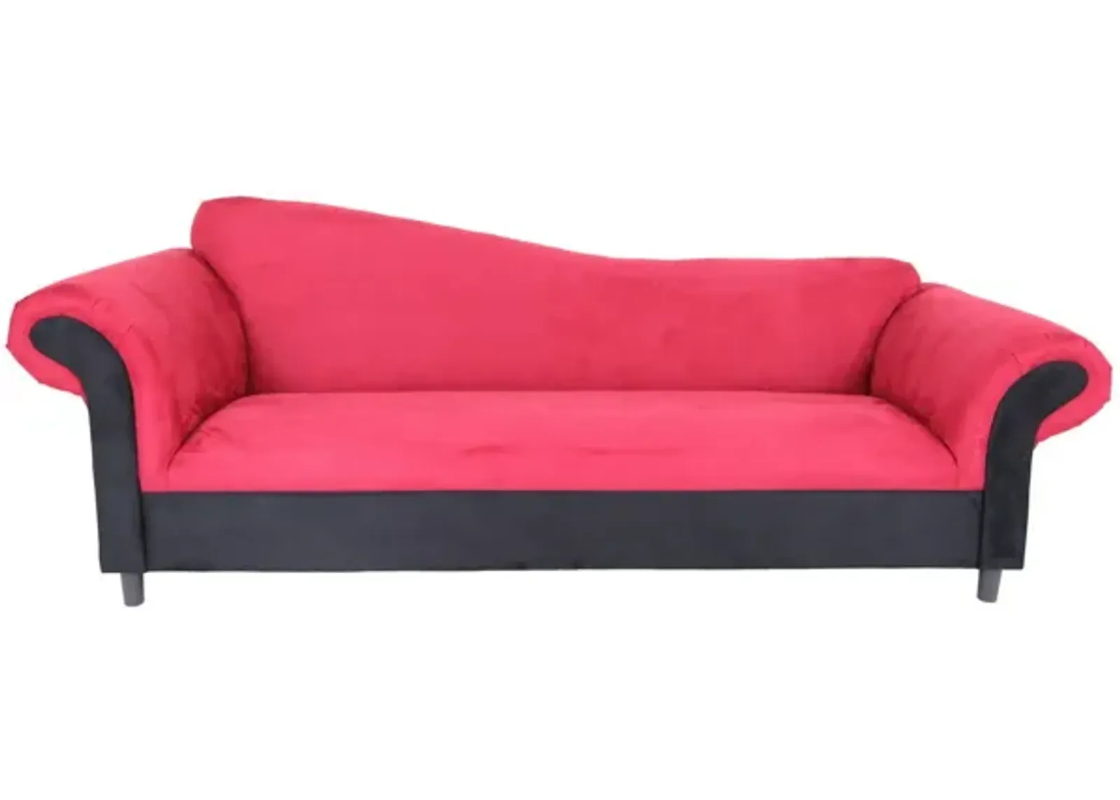 Velvet Settee With Black Legs - Red