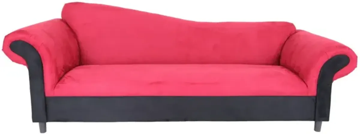 Velvet Settee With Black Legs - Red