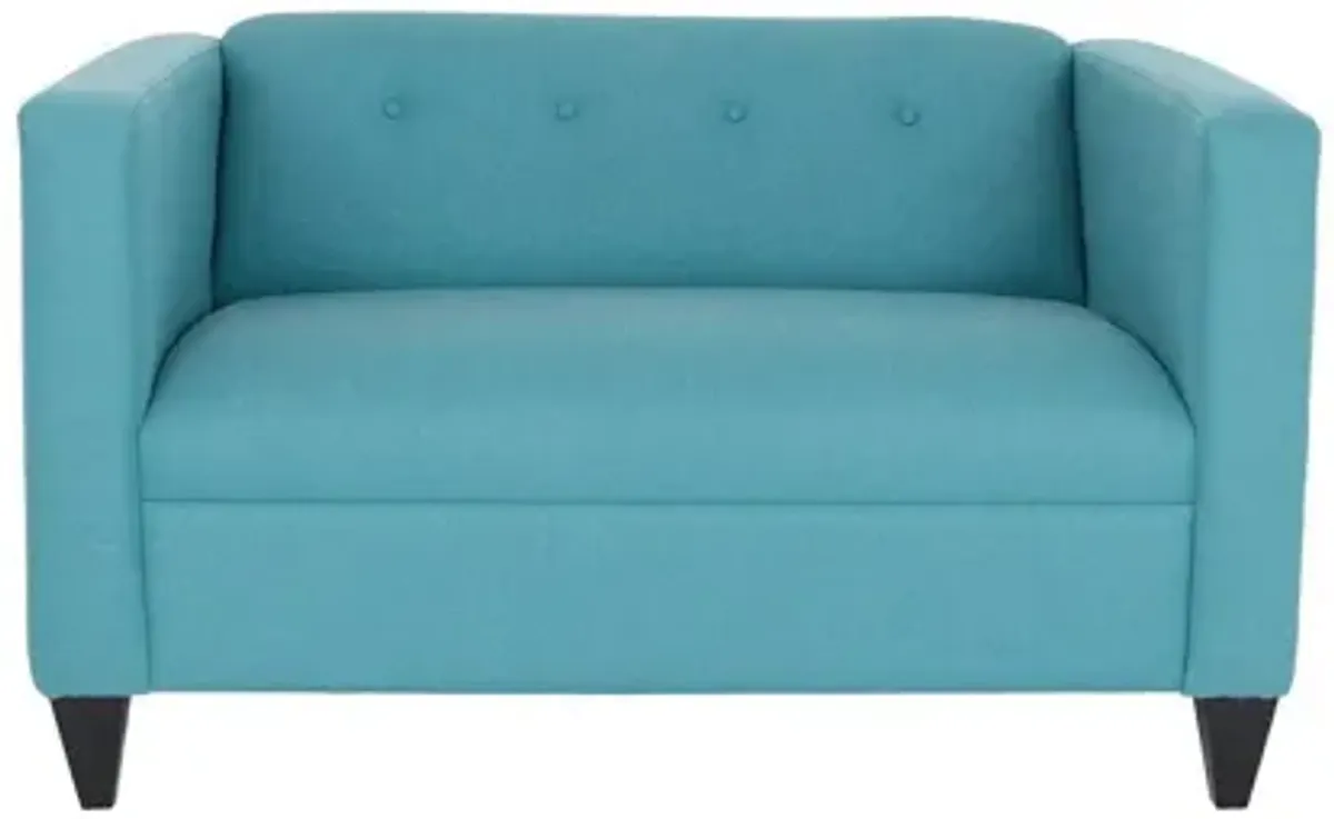 Brown Loveseat - Teal Blue / Dark