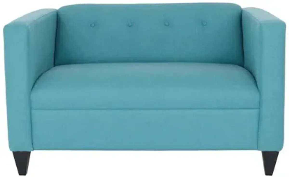 Brown Loveseat - Teal Blue / Dark