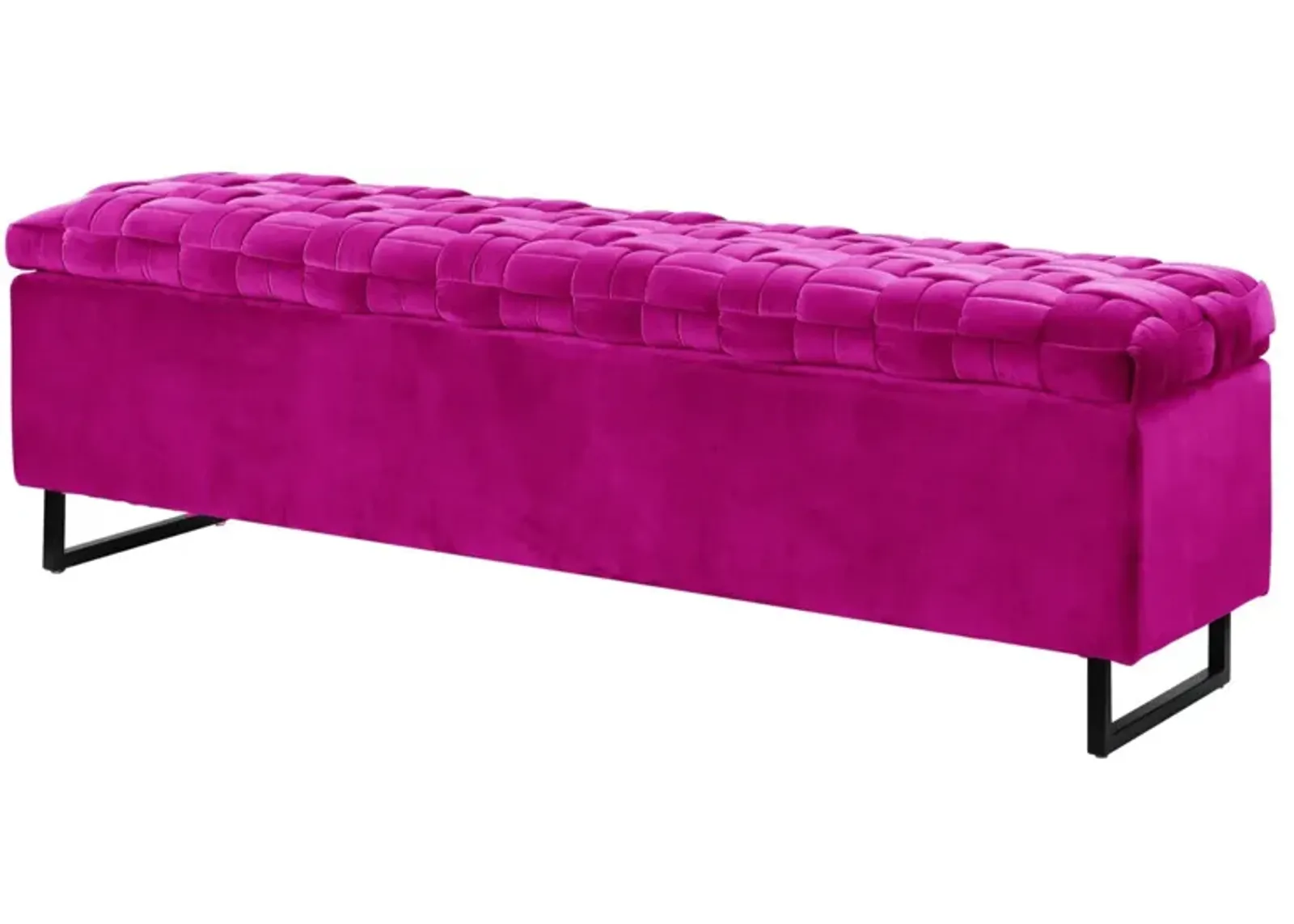 Upholstered Velvet Bench With Flip Top - Fuchsia