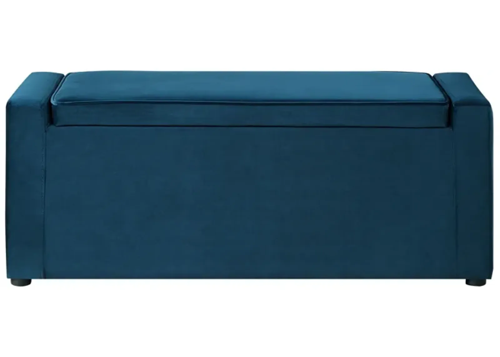 Upholstered Velvet Bench With Flip Top - Navy Blue / Black