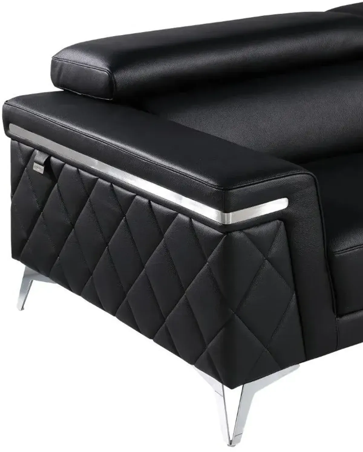 Metallic Leather Loveseat - Black / Silver