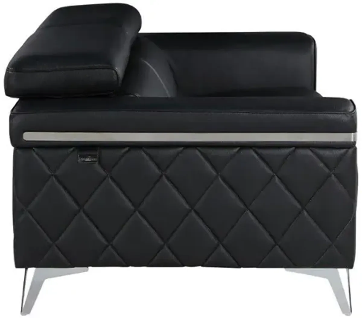 Metallic Leather Loveseat - Black / Silver