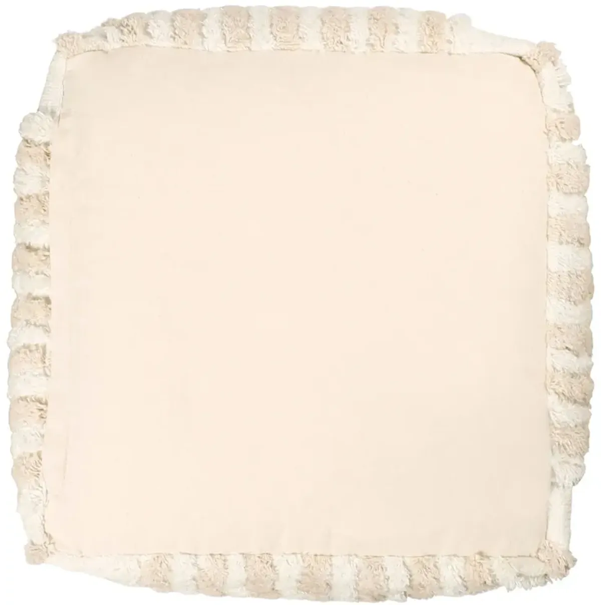 Cotton Cube Striped Pouf Ottoman - Beige