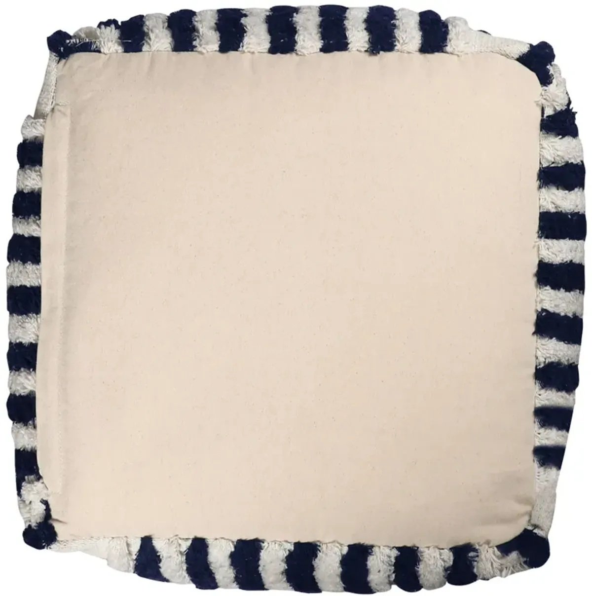 Cotton Cube, Striped Pouf Ottoman - Blue