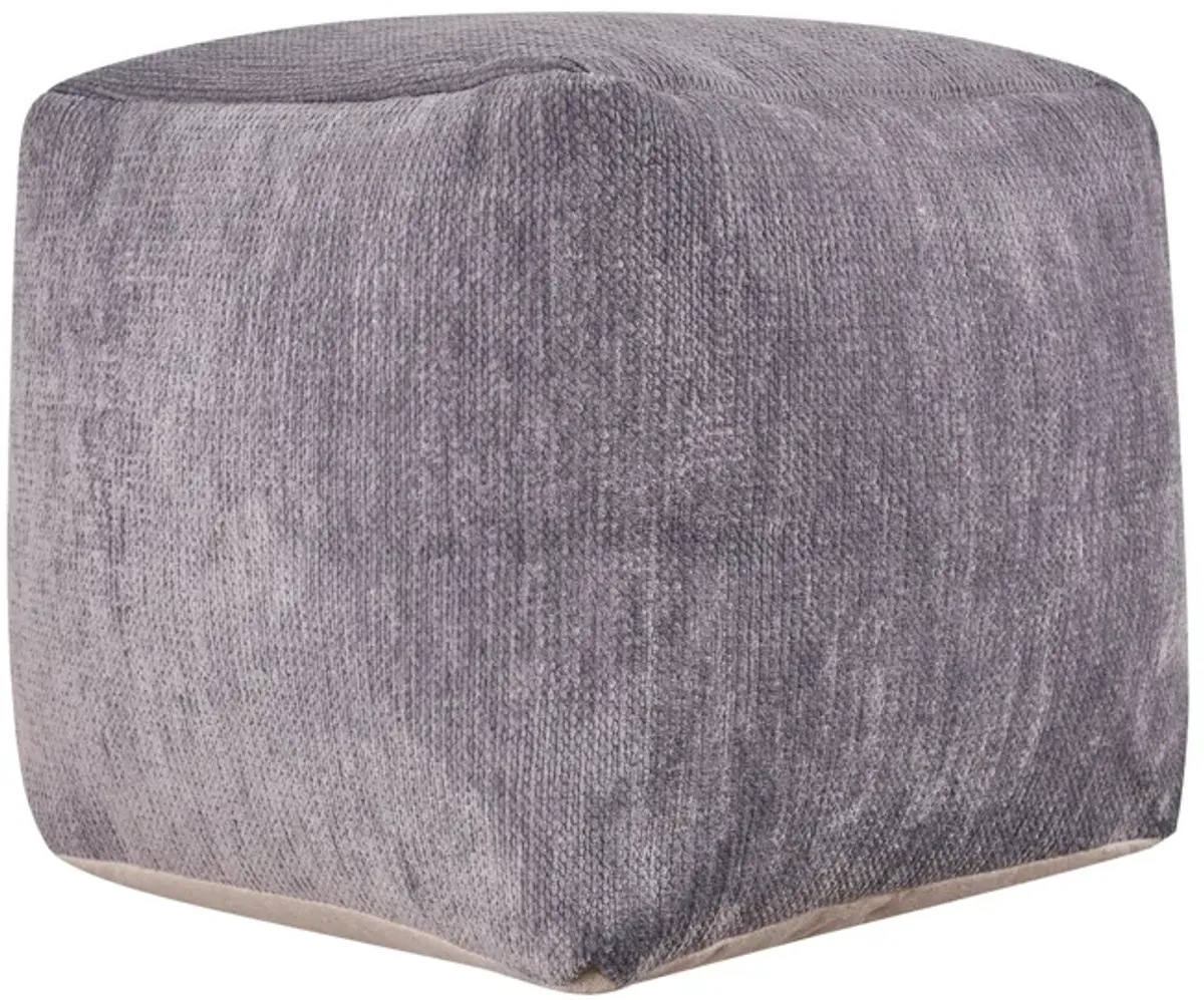 Chenille Cube Pouf Ottoman - Gray