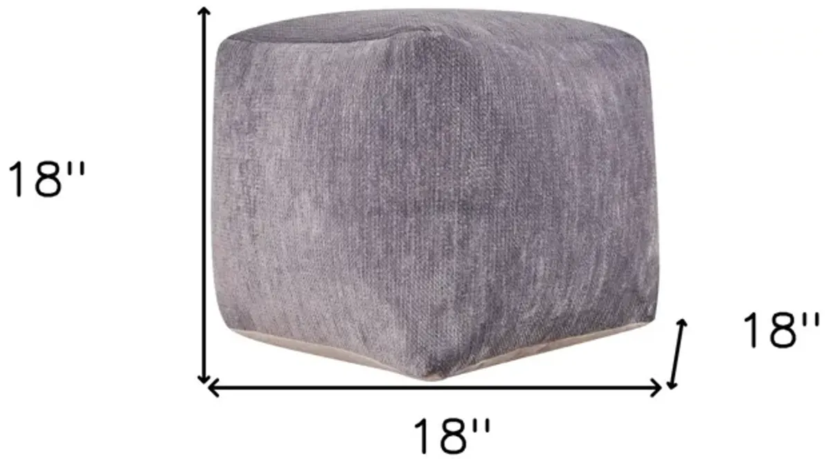 Chenille Cube Pouf Ottoman - Gray