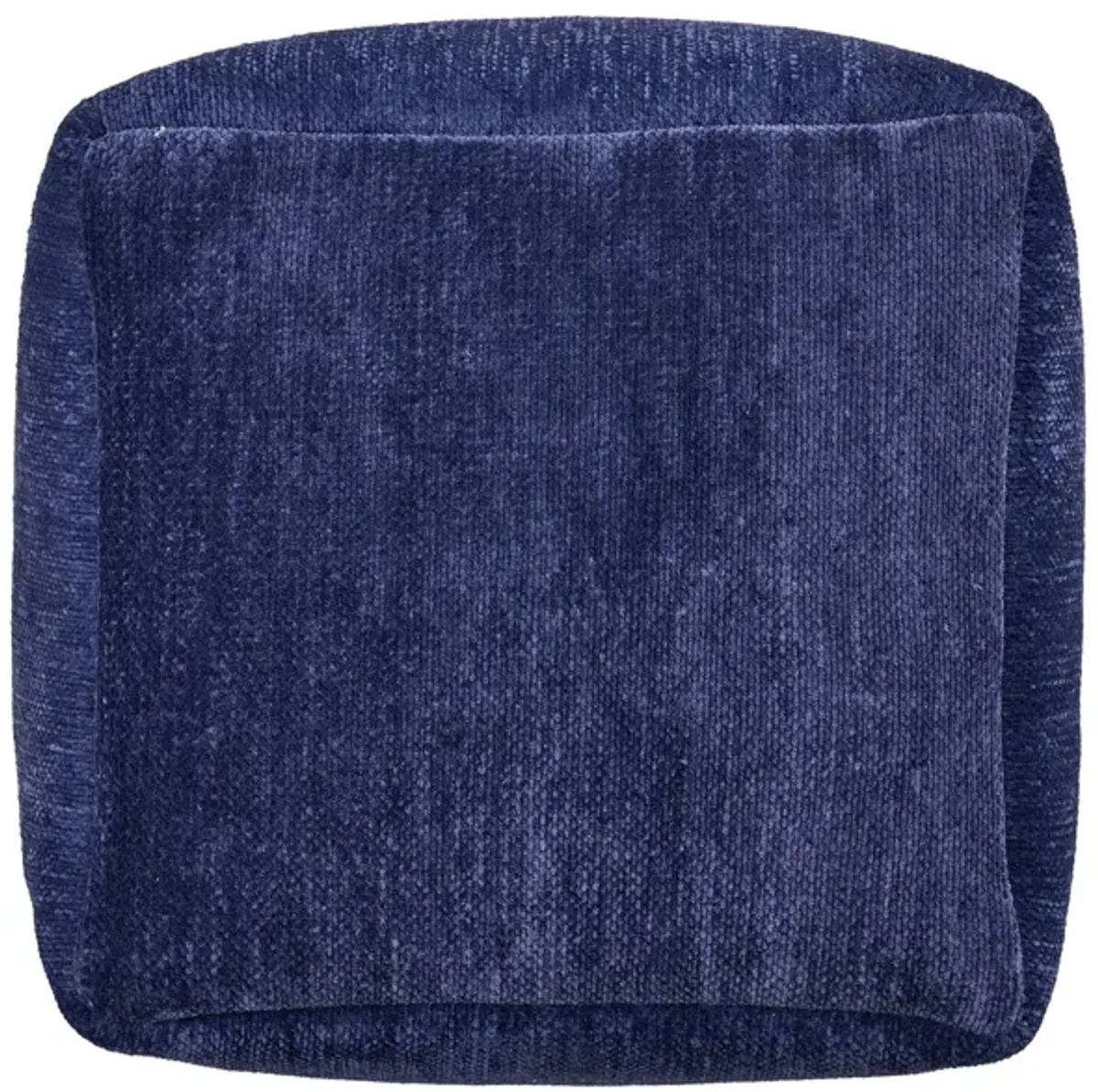 Chenille, Cube Pouf Ottoman - Blue