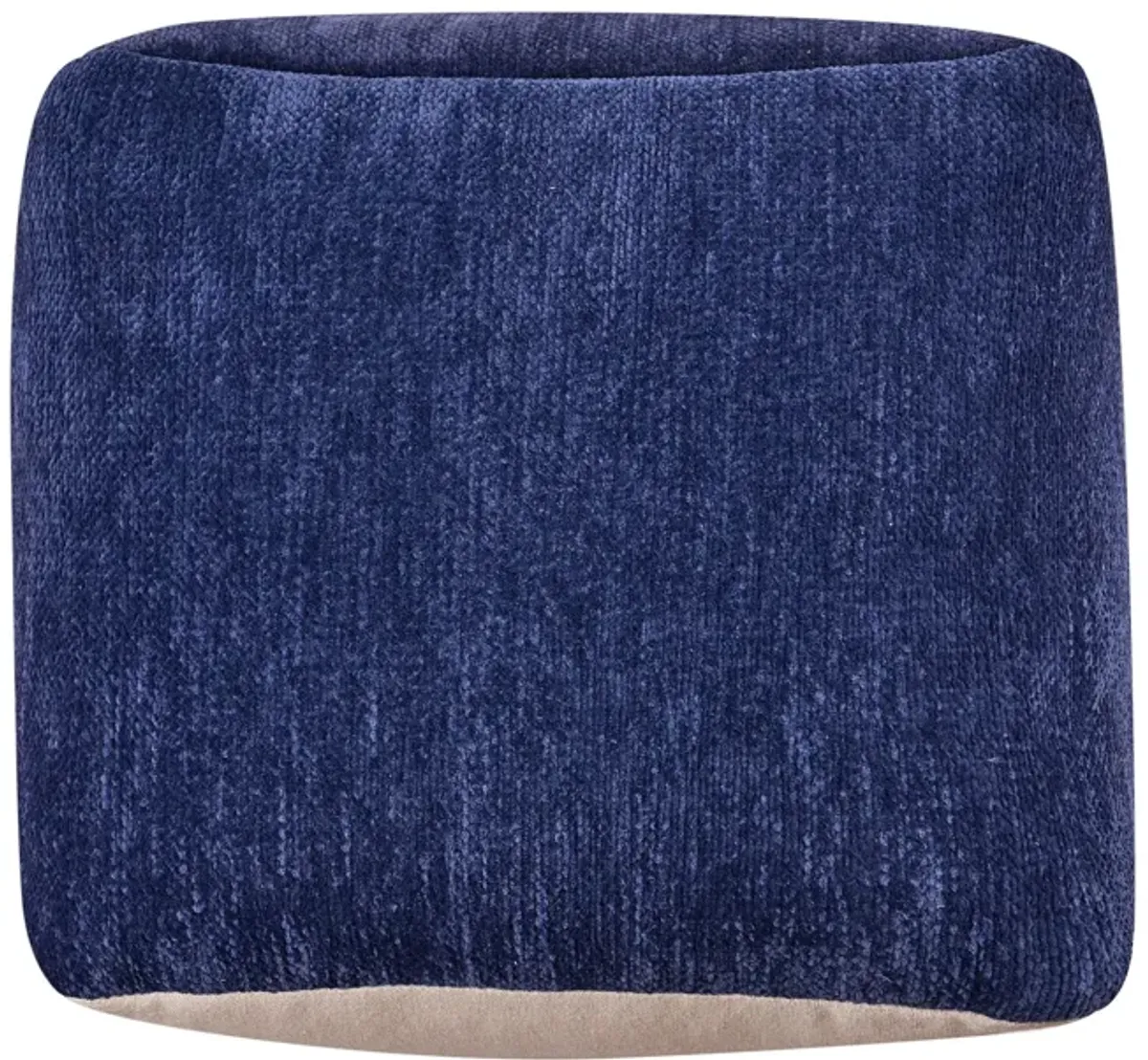 Chenille, Cube Pouf Ottoman - Blue