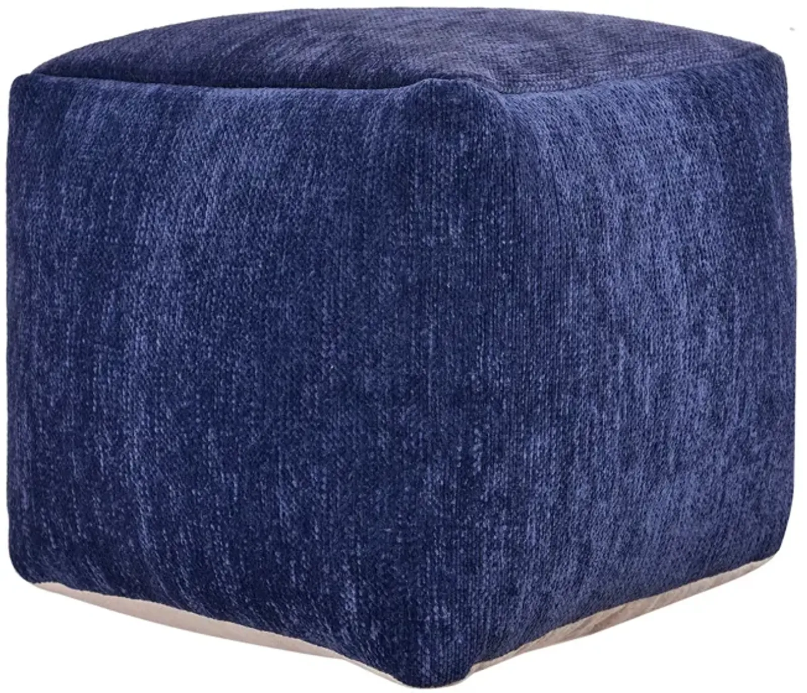 Chenille, Cube Pouf Ottoman - Blue