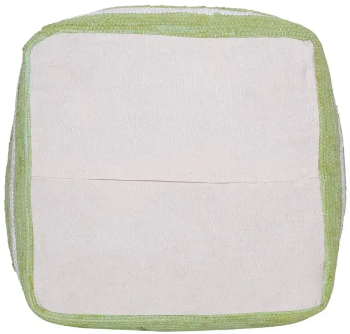 Cotton Cube Striped Pouf Ottoman - Green