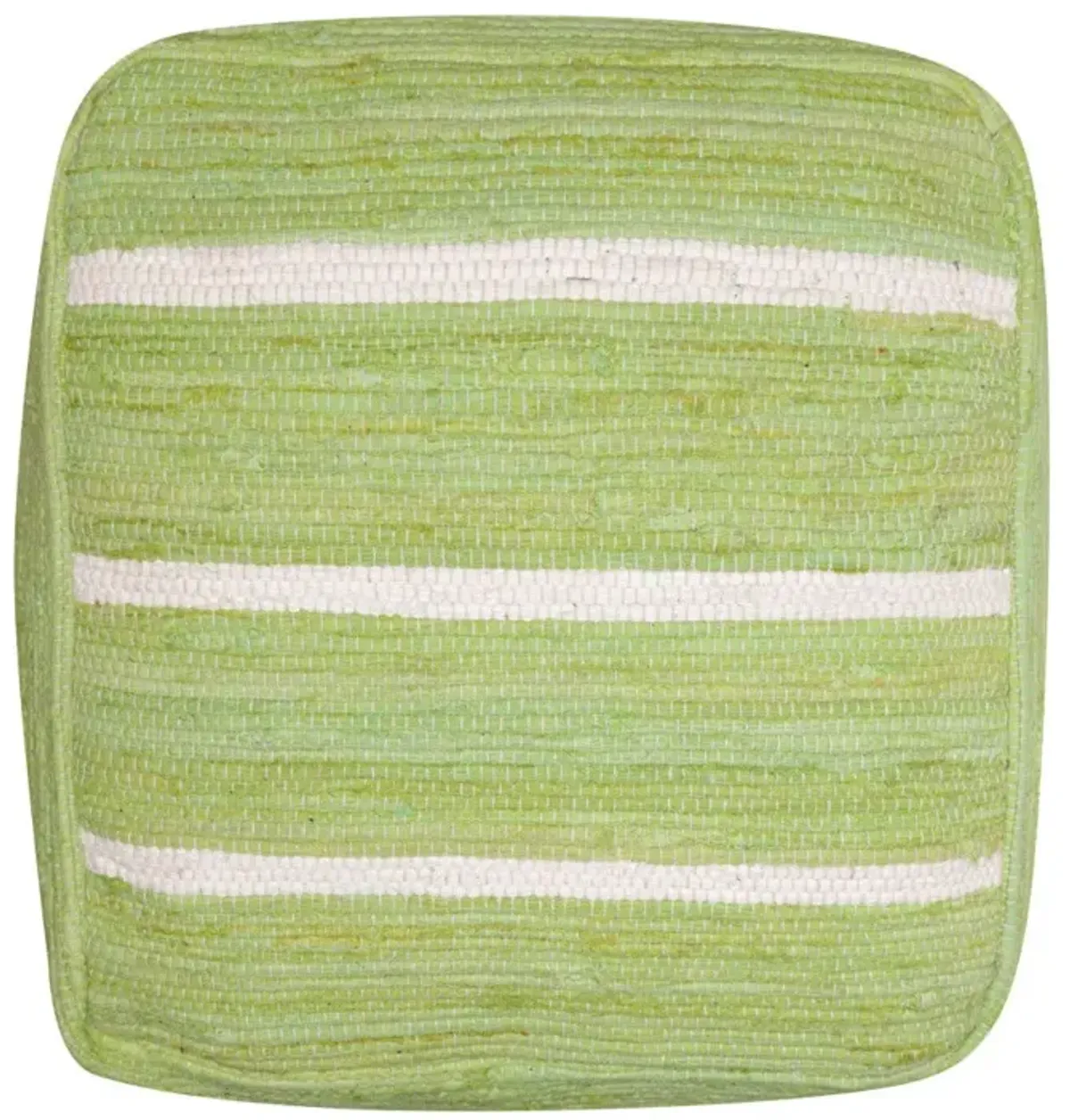 Cotton Cube Striped Pouf Ottoman - Green