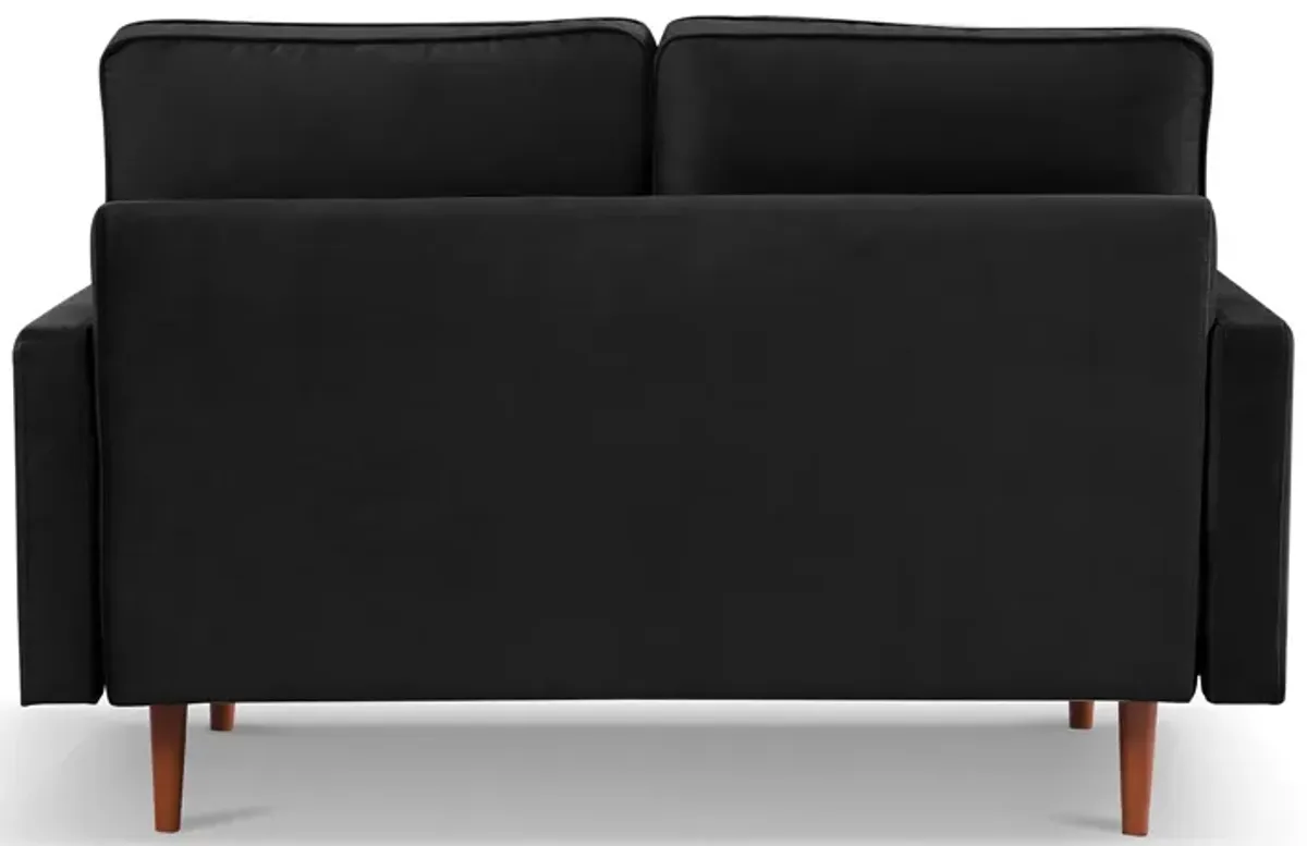 Velvet Loveseat And Toss Pillows - Black / Dark Brown