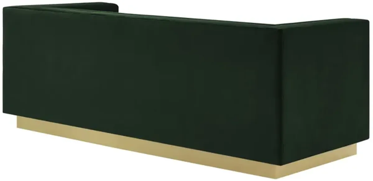 Velvet Sofa With Gold Legs - Hunter Green