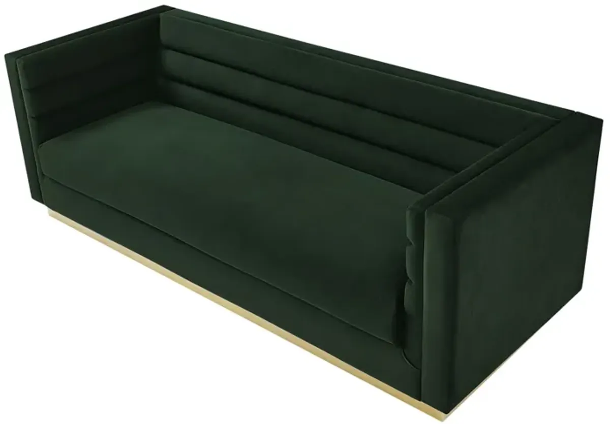 Velvet Sofa With Gold Legs - Hunter Green