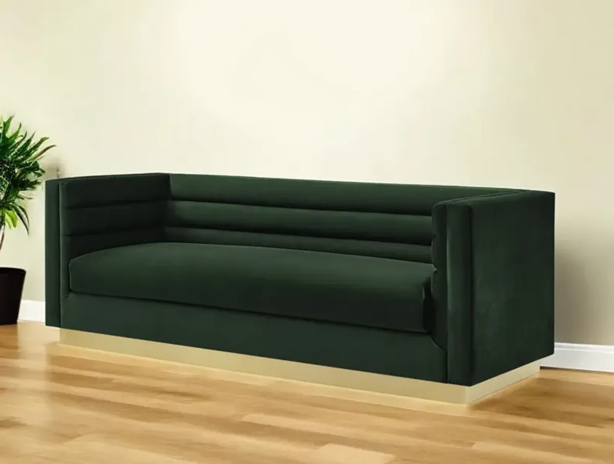 Velvet Sofa With Gold Legs - Hunter Green