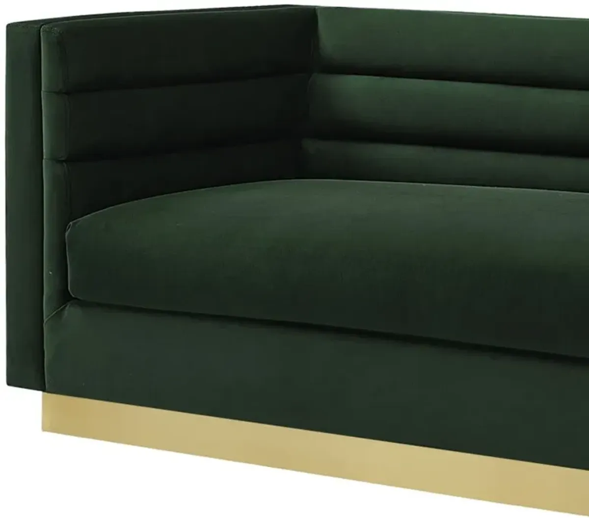 Velvet Sofa With Gold Legs - Hunter Green