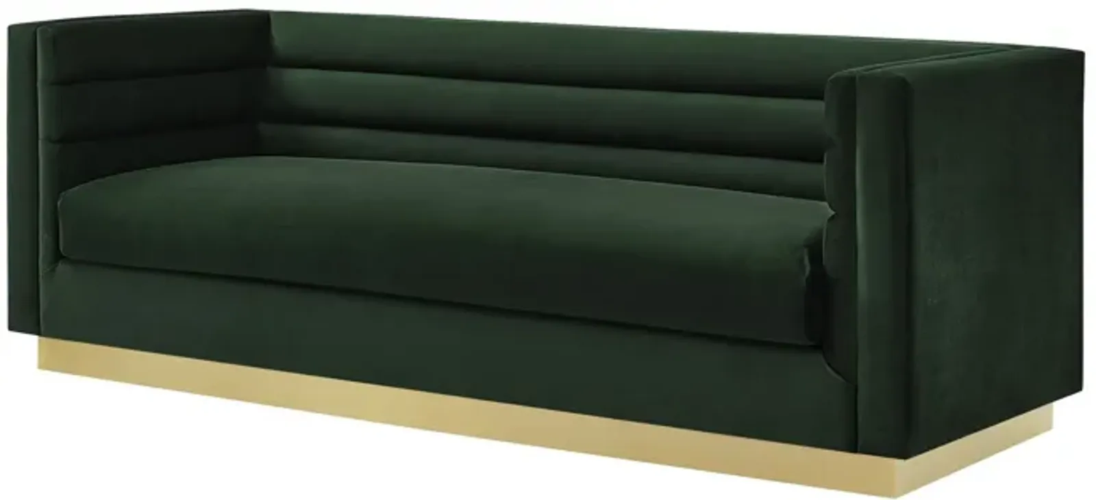 Velvet Sofa With Gold Legs - Hunter Green