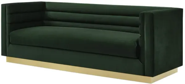Velvet Sofa With Gold Legs - Hunter Green