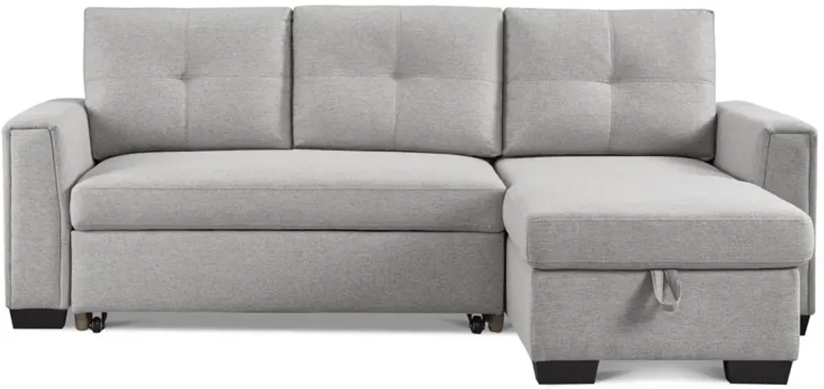 Polyester Blend Convertible Futon Sleeper Sofa With Black Legs - Light Gray