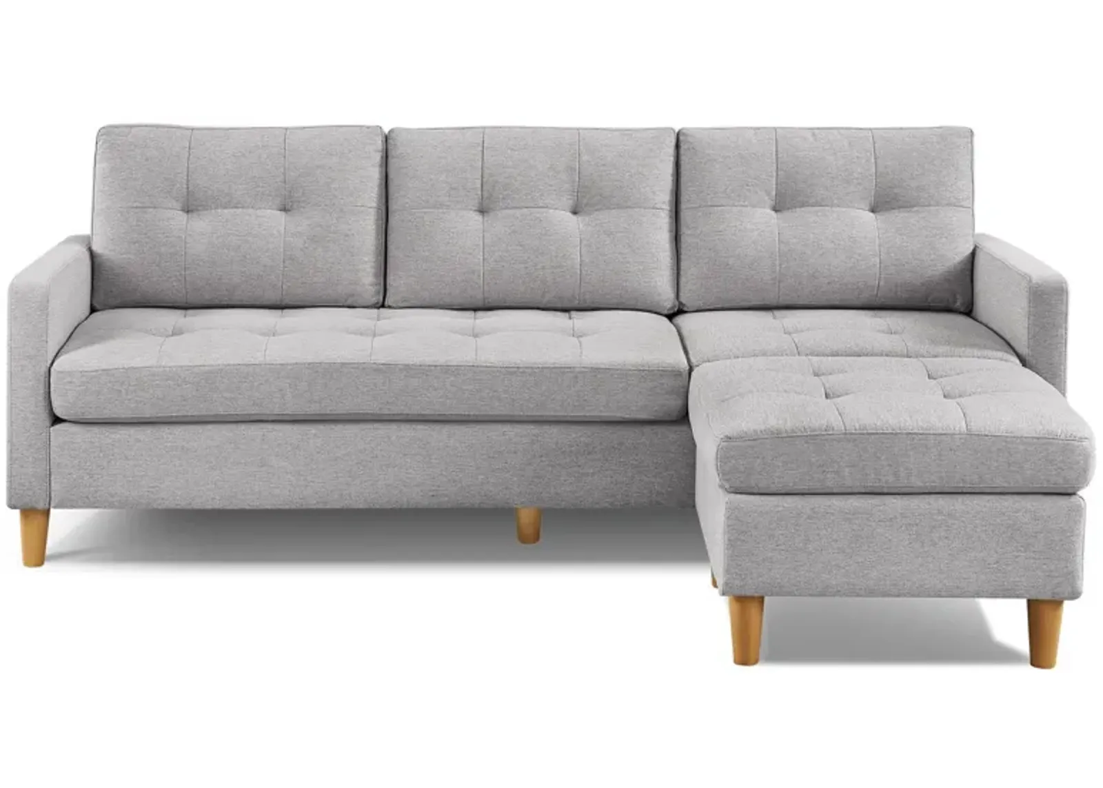 Polyester Blend Sofa With Ottoman With Natural Legs - Light Gray