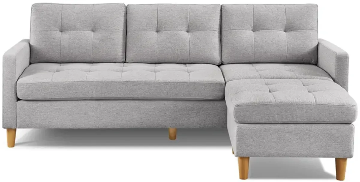 Polyester Blend Sofa With Ottoman With Natural Legs - Light Gray