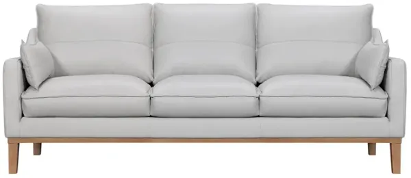 Leather Sofa And Toss Pillows With Brown Legs - Gray