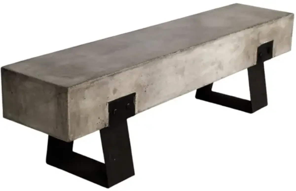 Metal And Concrete Indoor Outdoor Bench - Gray / Black