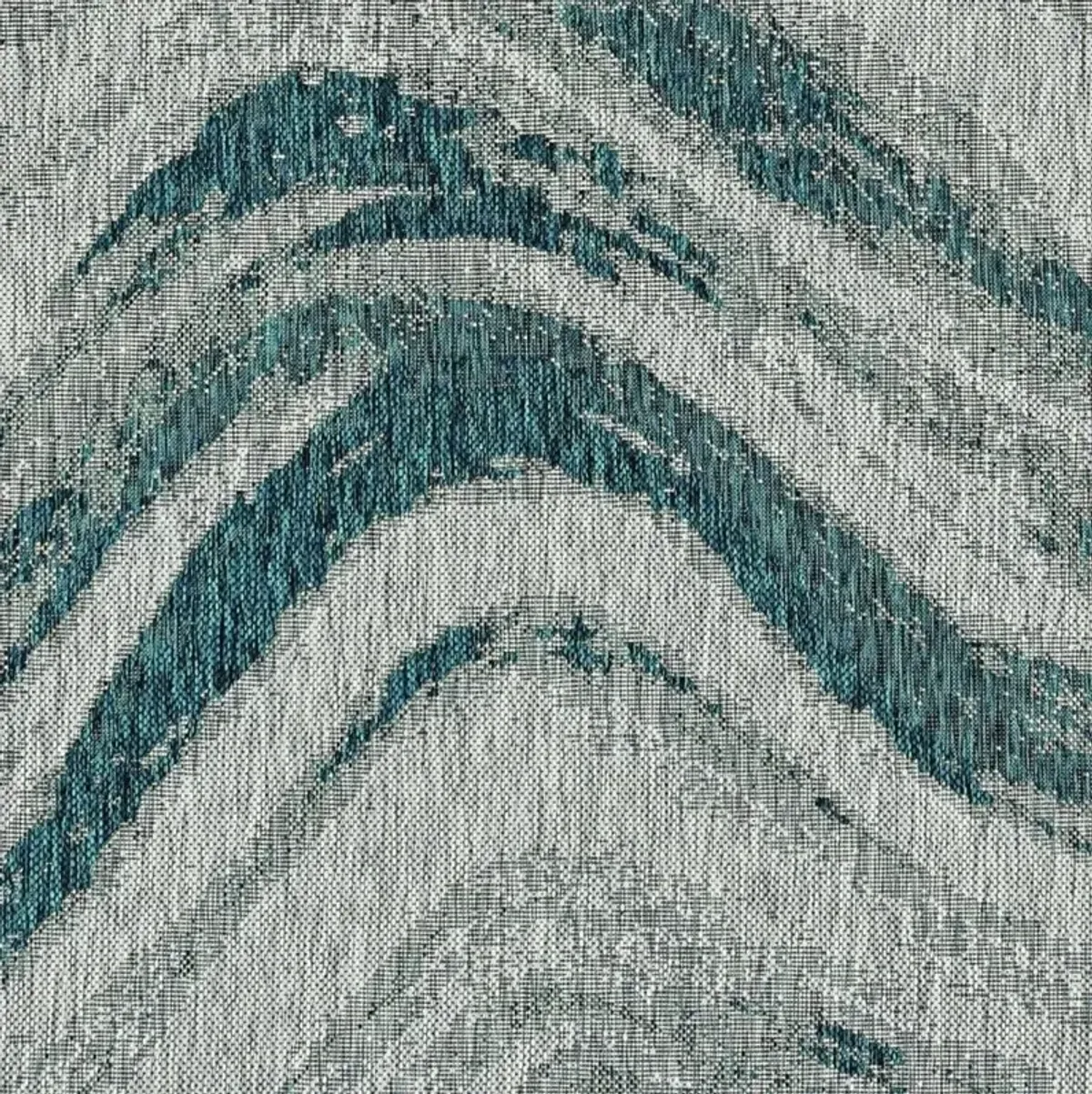 3' X 4' Machine Woven UV Treated Abstract Waves Indoor / Outdoor Accent Rug - Gray Teal