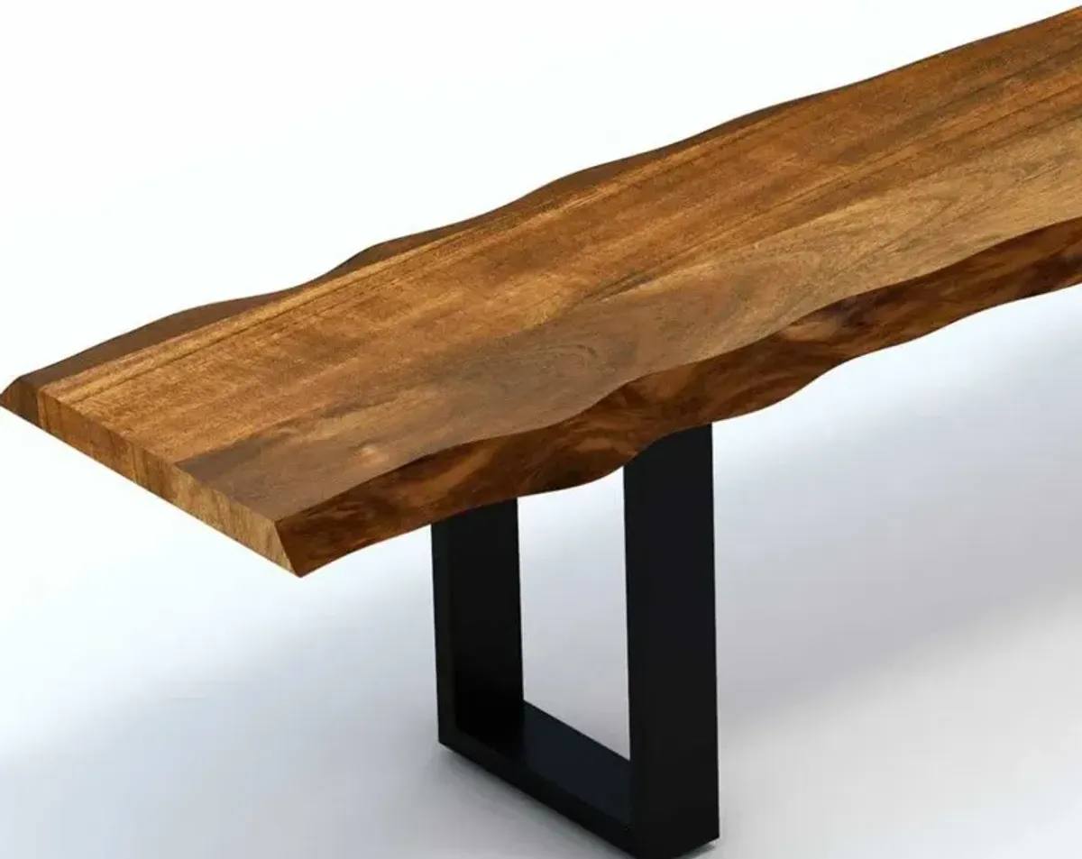 Wood Bench Black Metal Legs - Edge Acacia