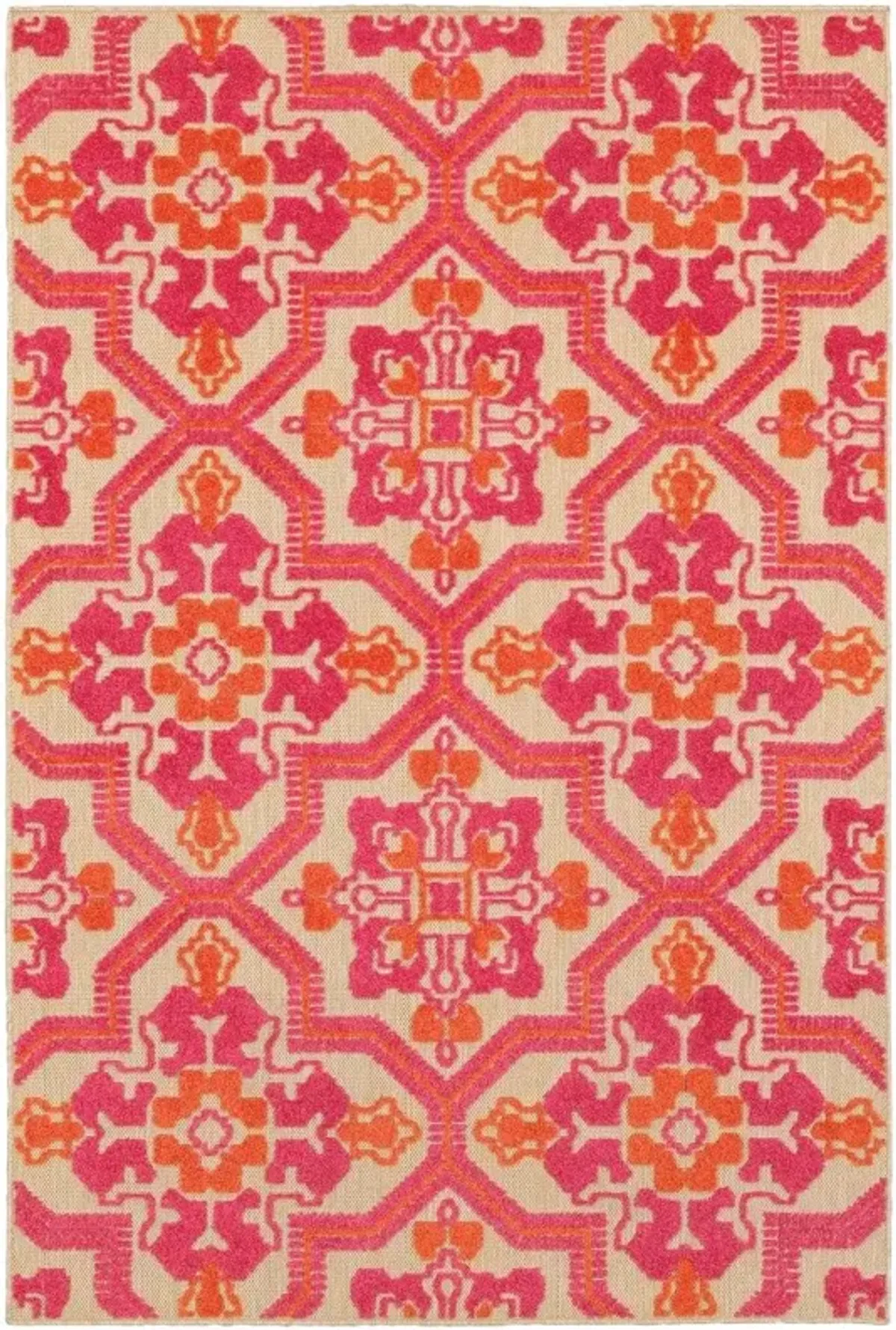 Moroccan Indoor Outdoor Area Rug - Pink / Orange - Pink