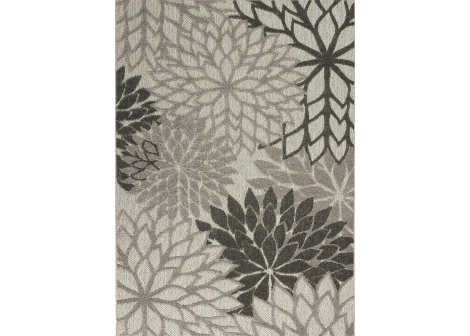 4' X 6' Floral Outdoor / Indoor Area Rug - Gray