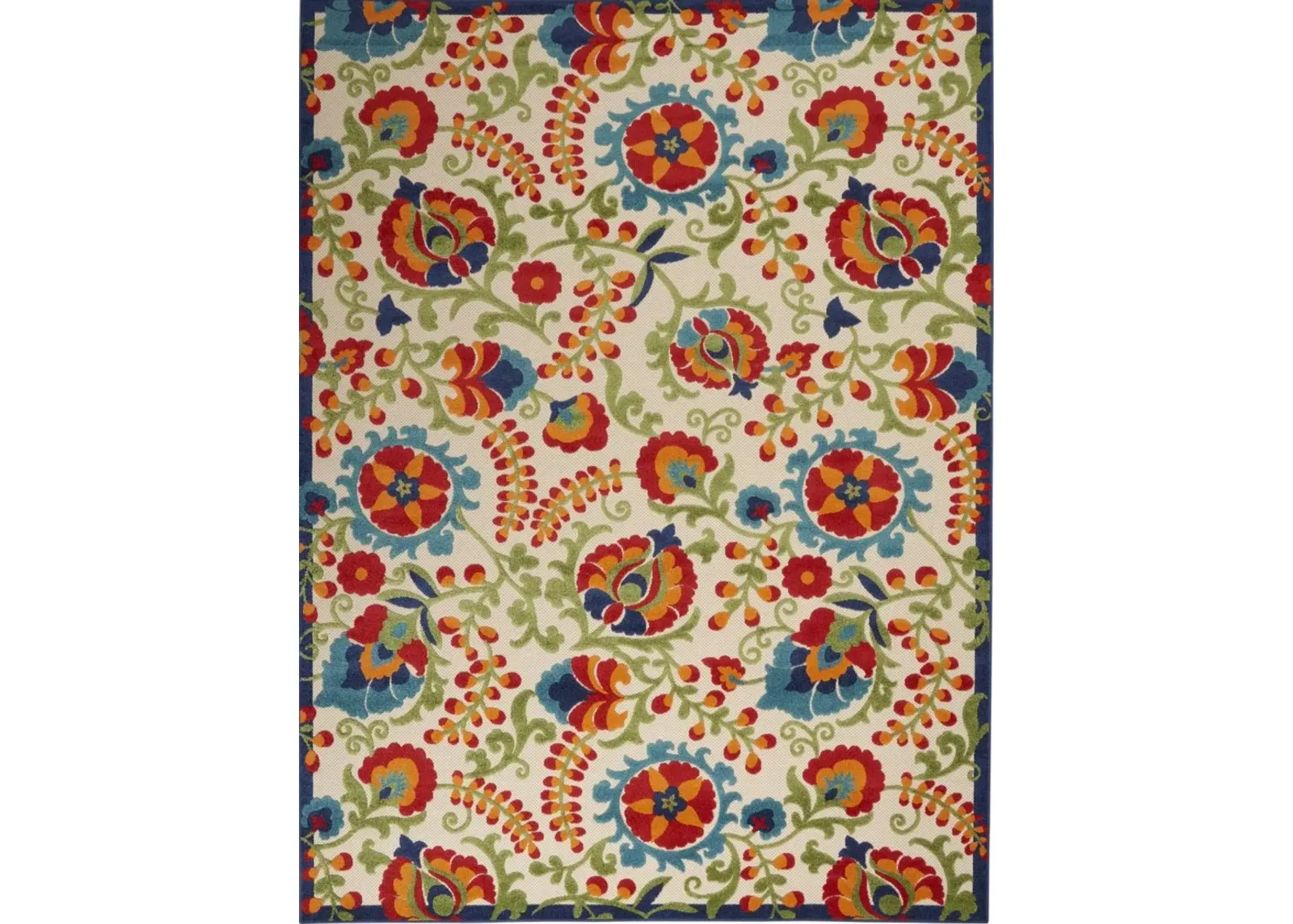 8' X 11' Floral Indoor / Outdoor Area Rug - Multicolor